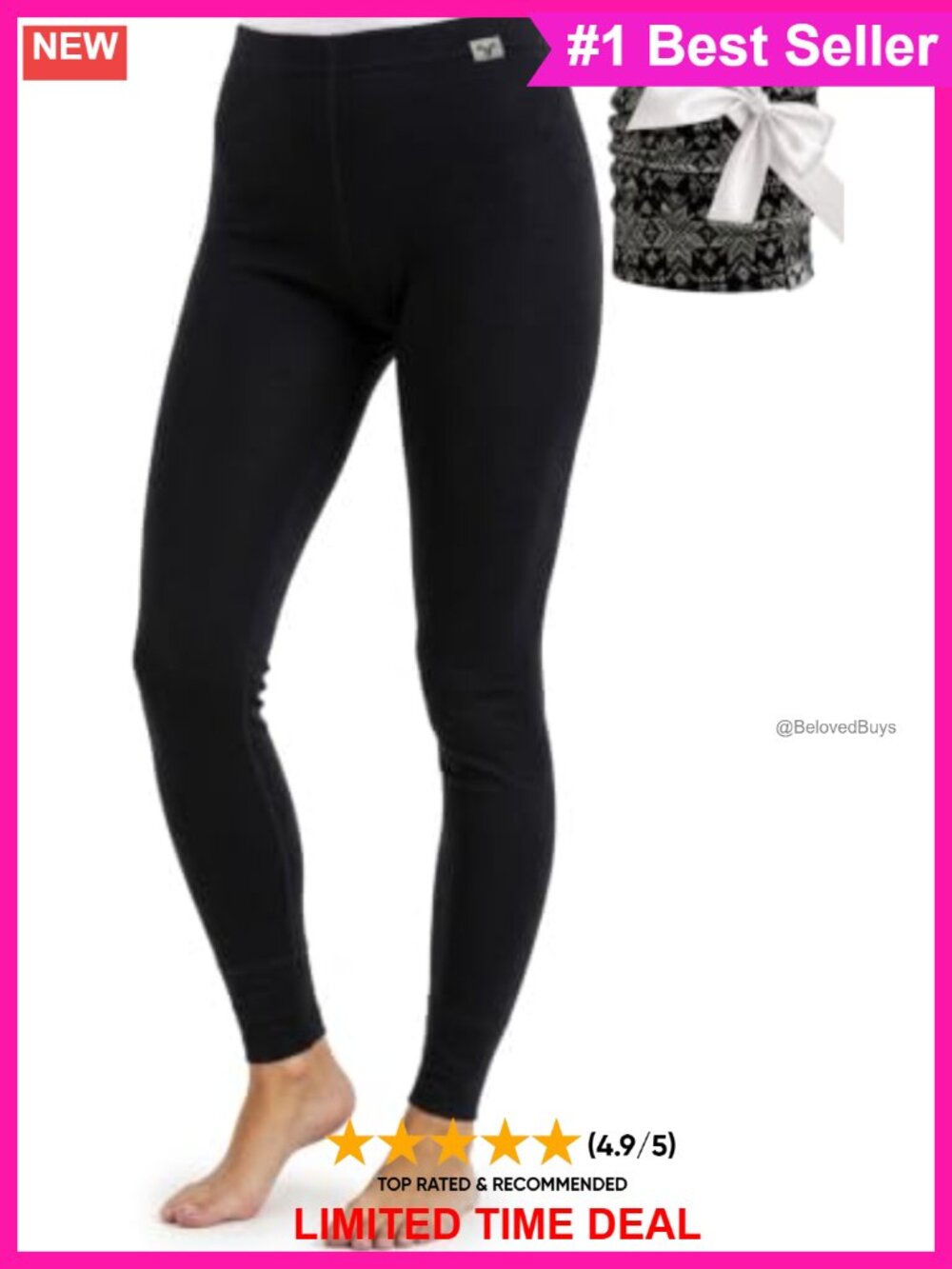 100% Merino Wool Thermal Leggings Women Base Layer Pants